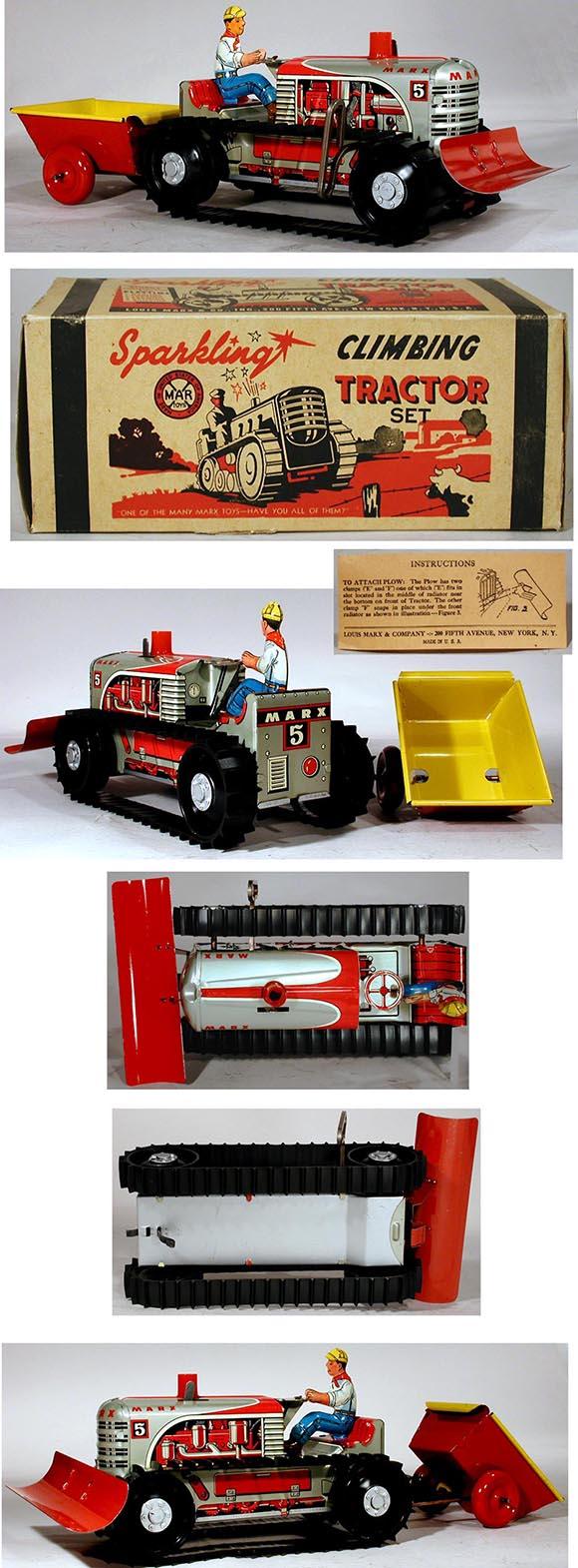 1946 Marx, #5 Sparkling Climbing Tractor Set in Original Box